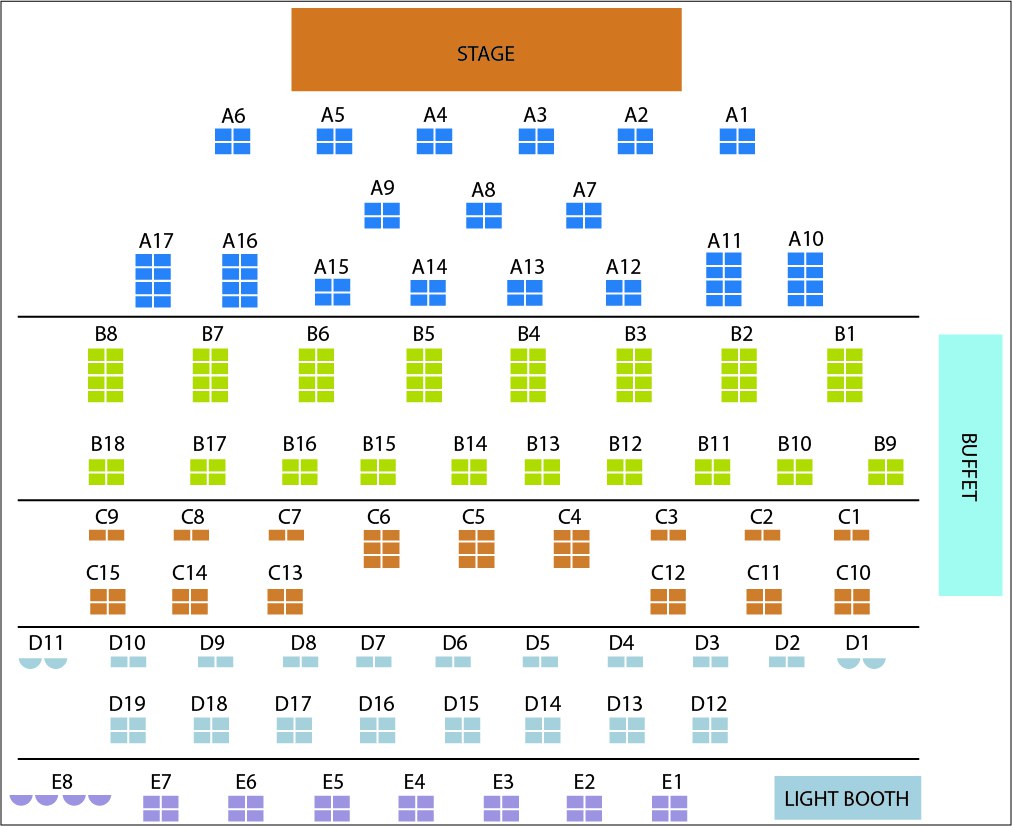 Dutch Apple 2018 seating chart figure - Please call for more information